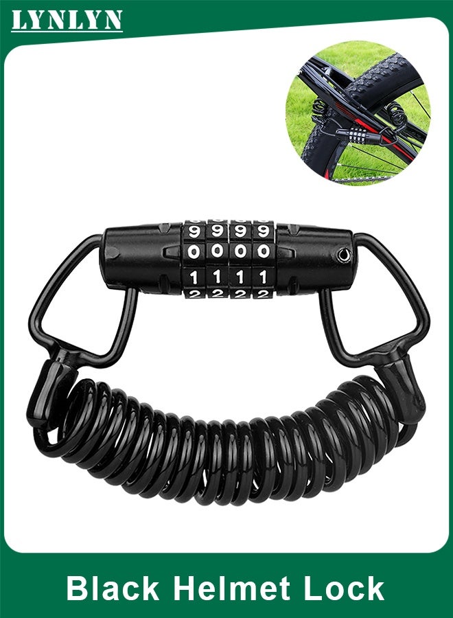 LYNLYN Black Helmet Lock with 4-Digit Code, Anti-Theft Bike Cable Lock for Motorcycle, Bicycle, Stroller, and Luggage - Image 1